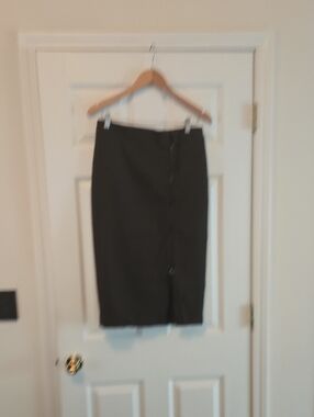 Ann Taylor Black Button-Detail Pencil Skirt